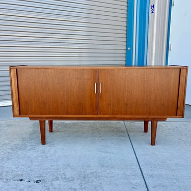 1970s Mid-Century Walnut Tambour Door Credenza 