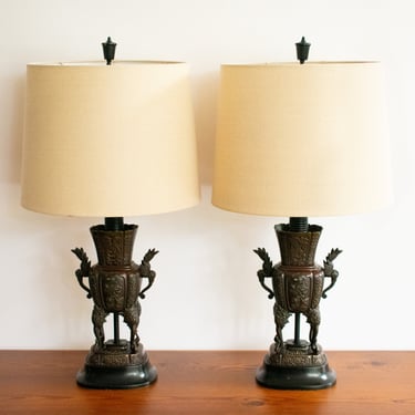 Pair of Japanese Bronze Lamps