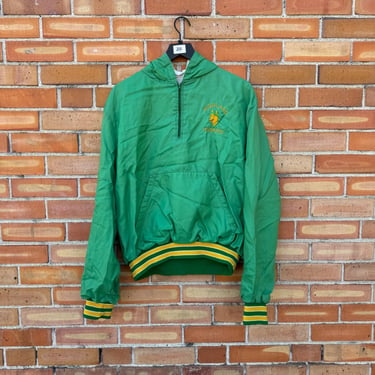 vintage 80s green highland huskies wrestling windbreaker pullover jacket / l large 