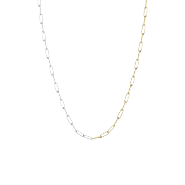 Two Tone Gold Small Paperclip Chain Necklace