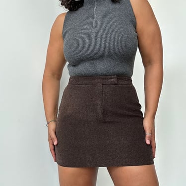 90s Chocolate Brown Mini Skirt | Express Brown Mini Skirt | Vintage Cotton Mini Skirt | Size 7/8 Medium 