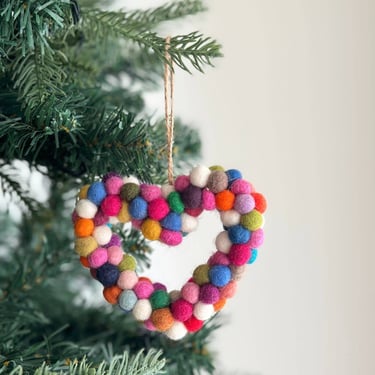 Deer Harbour Design - Felt Ornament - Mini Pompom Heart Wreath