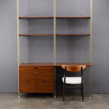 George Nelson 2 Bay OMNI Wall-Unit with Desk Walnut Mid Century Modern 