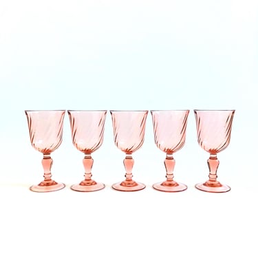 Pink Swirl Wine Glasses - Set of 5 