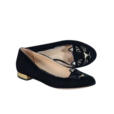 Charlotte Olympia - Black Velvet Cat Loafers Sz 9