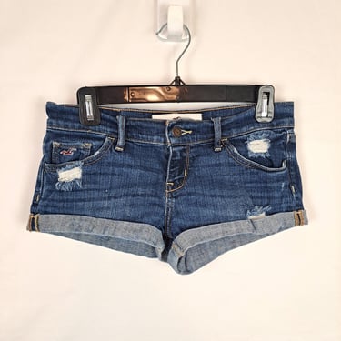 Vintage 2000s Ultra Low Rise Distressed Hollister Denim Shorts 