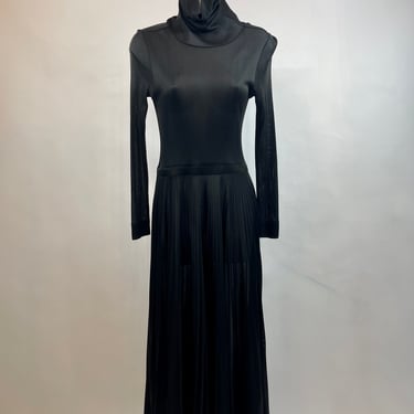 1970s Melange Black Long Dress 