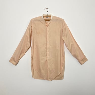 Vintage 1920s Men's Shirt 20s Cotton Collarless Tan Size 40 Chest 