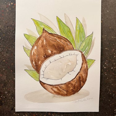 Coconut Original Watercolor Painting