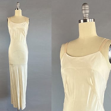 1930s Slip Dress / Cream Silk Bias Cut Slip  / Slip Dress Wedding Dress / Backless Dress / Size Small 