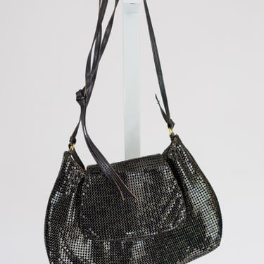 1970s Whiting & Davis Black Mesh Handbag 