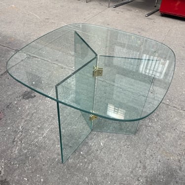 Leon rosen glass side table with damage 24x24x20&quot; tall