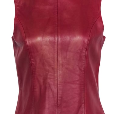Siena Studio - Red Leather Sleeveless Top Sz M