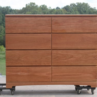 X8420aa +Hardwood Dresser with 8 inset Drawers,  Flat Sides, very wide dresser, 60" wide x 20" deep x 50" tall - natural color 