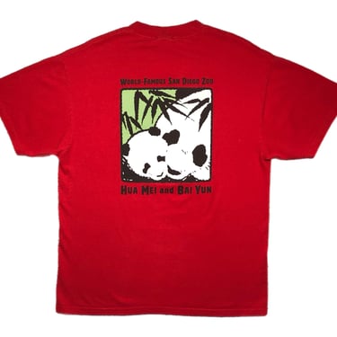 Vintage 90s World Famous San Diego Zoo “Hua Mei and Bai Yun” Panda Exhibit Double Sided Graphic T-Shirt Size Large 