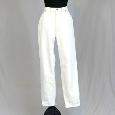 90s Off White Jeans - 29" waist - High Rise, Tapered Leg - Cotton Denim Pants - 29.75" inseam 