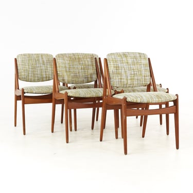 Arne Vodder Elle and Ella Mid Century Teak Side Dining Chairs - Set of 6 - mcm 