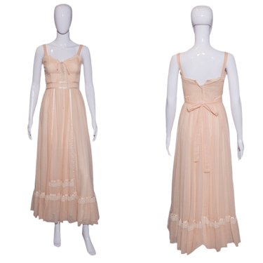1970's Peach Gunne Sax Maxi Dress Size S