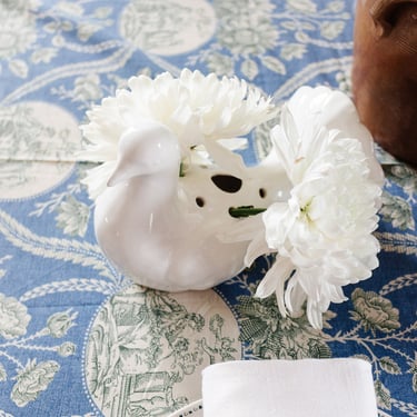 1960s French porcelain dove floral frog vase