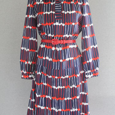 1970s - Mid Century Mod - Drop Waist - Shirt Dress - by Tanner - Marked size 16 