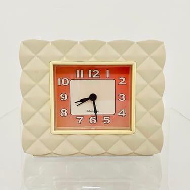Vintage Post Modern Art Deco Block Robert Abbey Geometric Quilt Office Desk Mantle Table Alarm Clock 