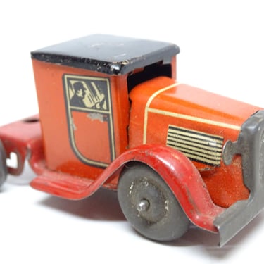 Antique 1930's Lindstrom Truck, Vintage Wind Up Toy Vehicle, Made in USA 