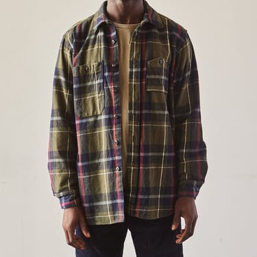 Engineered Garments Heavy Flannel Work Shirt, Green/Navy Big Plaid