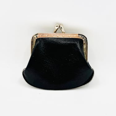 Vintage 1960s Black Leather Coin Purse by LeChalet