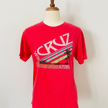Vintage Light Red Santa Cruz California Graphic T- Shirt / Made in America / 1990s / FREE SHIPPING 