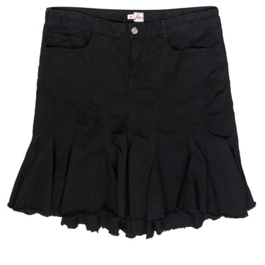 Joie - Black Vintage Cotton Pleated Miniskirt w/ Frayed Hem Sz 8