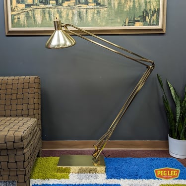Vintage articulating brass floor lamp