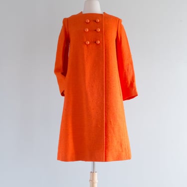 Fab 1960's Satsuma Spring Coat With Striped Lining By Youth Guild / Medium
