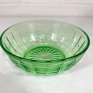 Vintage Glass Bowl Retro Serving Hazel Atlas Green Colonial Block Bowl Depression Berry Antique Depression Geometric 1930s 30s 