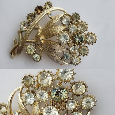 Vintage 1950's Floral Bouquet Brooch Pin by Coro - Mid-century Fashion - 50s Jewelry 