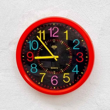 Vintage Wall Clock / Virtime Italy / Memphis Style / Italian Design / Home / Multicolor Clock / Retro Home / Retro Wall Clock / Italy / '80s 