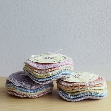 Rainbow Facial Rounds, Set of 6 or 12, Organic Plant Dyed Terry Cloths, Zero Waste Makeup Pads 