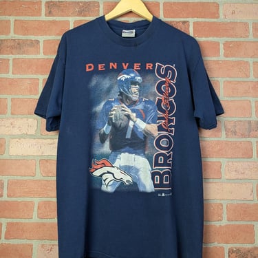 Vintage 90s NFL Denver Broncos John Elway ORIGINAL Player Portrait Tee - Extra Large 