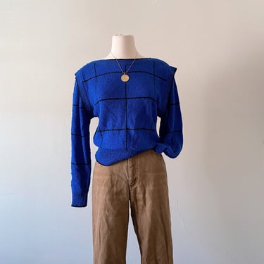 Vintage Windowpane Boucle Sweater | Size M 