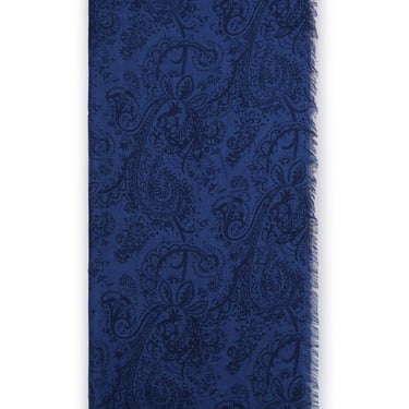 Etro Blue Cashmere And Silk Scarf Man