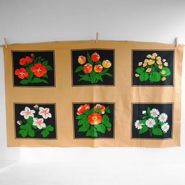 Vintage Floral Fabric Panel Made in Finland 53" x 30.5" 