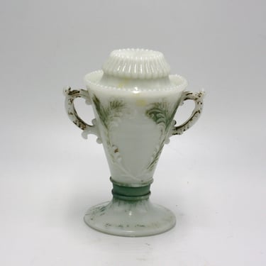 vintage victorian milkglass covered sugar bowl 