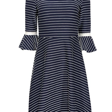 Shoshanna - Navy &amp; White Striped Bell Sleeve Dress Sz 4