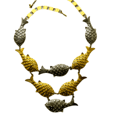 60s Designer Pauline Rader Fish Statement Necklace