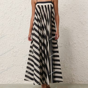 Maxine Stripe Maxi Dress - Black/Cream