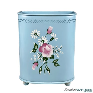 Mid-Century Aluminum Powder Blue Waste Basket Can by Detecto