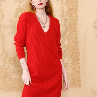 Slouchy Scarlet Sweater Dress S-L