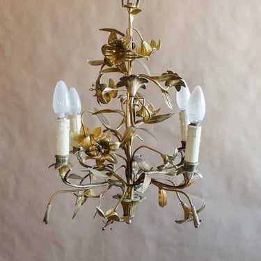 turn of the century French gilt bronze chandelier