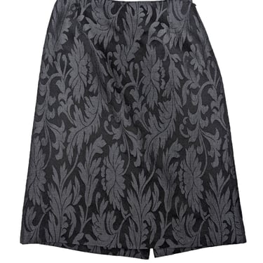 Max Mara - Black & Grey Silk-Wool Jacquard Skirt Sz 8