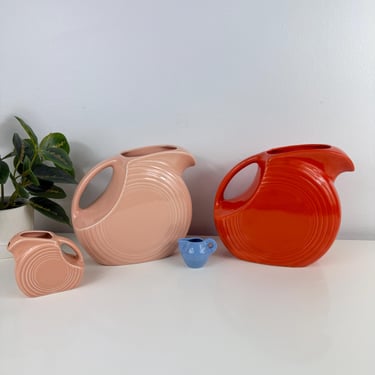 Vintage Genuine Fiesta dinnerware Pitchers, Your Choice.  Colors & sizes vary, Large 64oz, Miniature Disk, Apricot, Periwinkle, Orange 