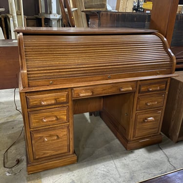 Antique Oak Roll-Top Writing Desk